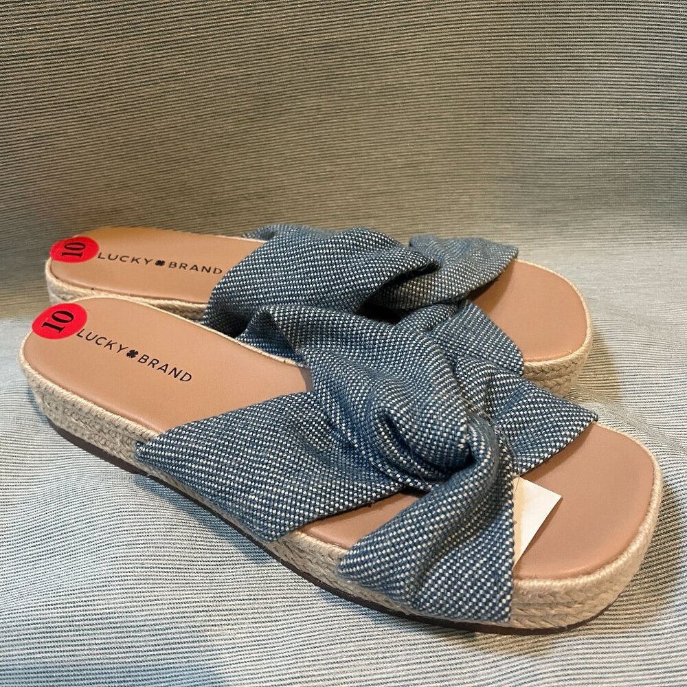 Lucky Brand Denim Pattern Slip-On Platform Sandals